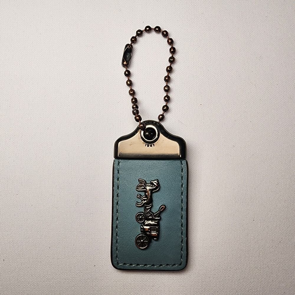 Coach 1941 Horse Carriage Hang Tag Bag Charm - Dark Gunmetal/Blue Marine